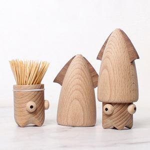 Toothpick holder wooden squid shape