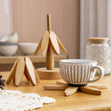 cup mat wooden tree shape