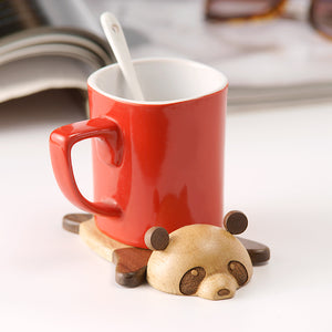 cup mat wooden panda shape