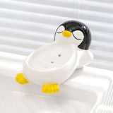 Soap dish Drainer Ceramic Penguin