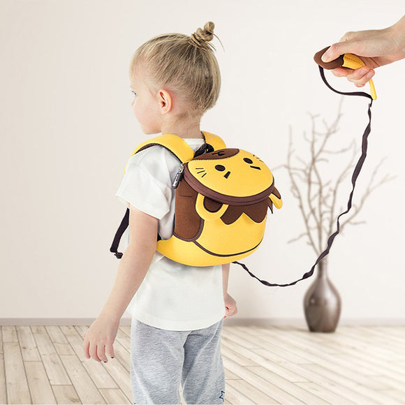 Children's Backpack with Lost String, Anti-lost, Lion, Cat, Rabbit, Stretchable, Yellow Blue Gray Pink