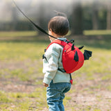 Children's Backpack with Lost String Loss Prevention Bat Stretchable Black Red