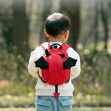 Children's Backpack with Lost String Loss Prevention Bat Stretchable Black Red