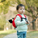 Children's Backpack with Lost String Loss Prevention Bat Stretchable Black Red