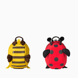 Children's backpack with lost string, loss prevention, honey, ladybug, stretchable, red, yellow