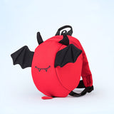 Children's Backpack with Lost String Loss Prevention Bat Stretchable Black Red