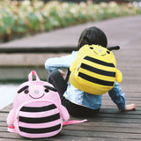 Children's backpack with lost string, loss prevention, honey, stretchable, yellow, pink