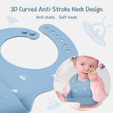 [Set of 2] Cute Baby Bib, Waterproof Silicone, Children's Apron, For Space Meals, Baby Gifts