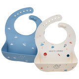 [Set of 2] Cute Baby Bib, Waterproof Silicone, Children's Apron, For Space Meals, Baby Gifts