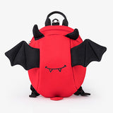 Children's Backpack with Lost String Loss Prevention Bat Stretchable Black Red