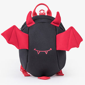 Children's Backpack with Lost String Loss Prevention Bat Stretchable Black Red