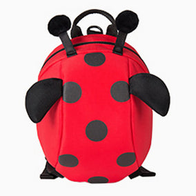 Children's backpack with lost string, loss prevention, honey, ladybug, stretchable, red, yellow